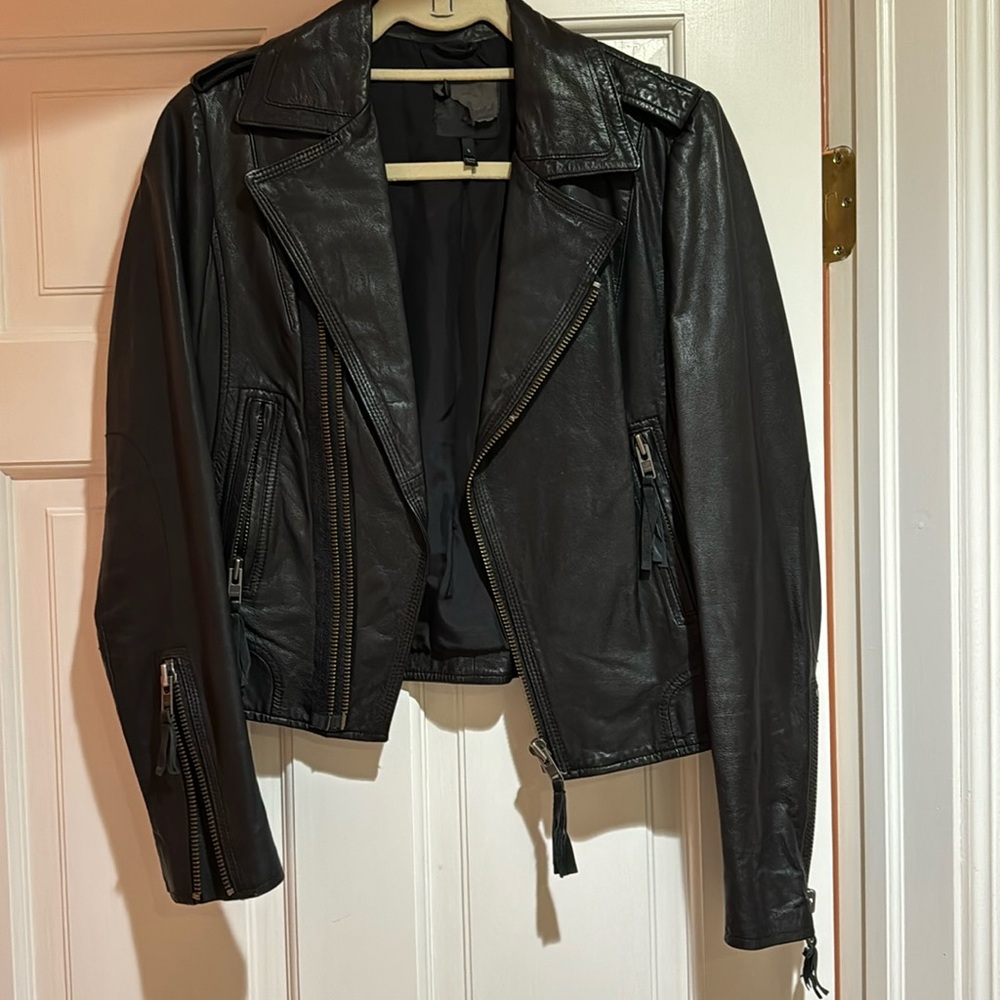 Black cropped leather jacket from Joie size Small